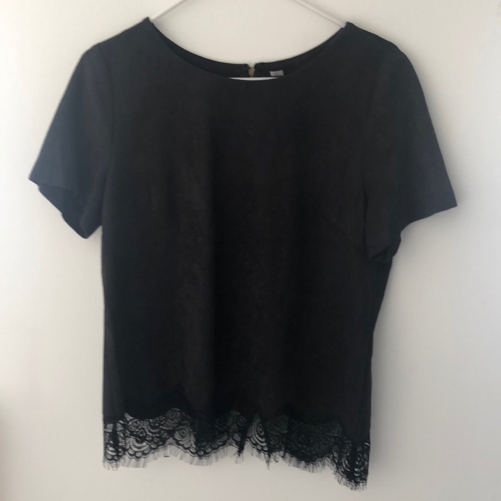 Suede & Lace trim top